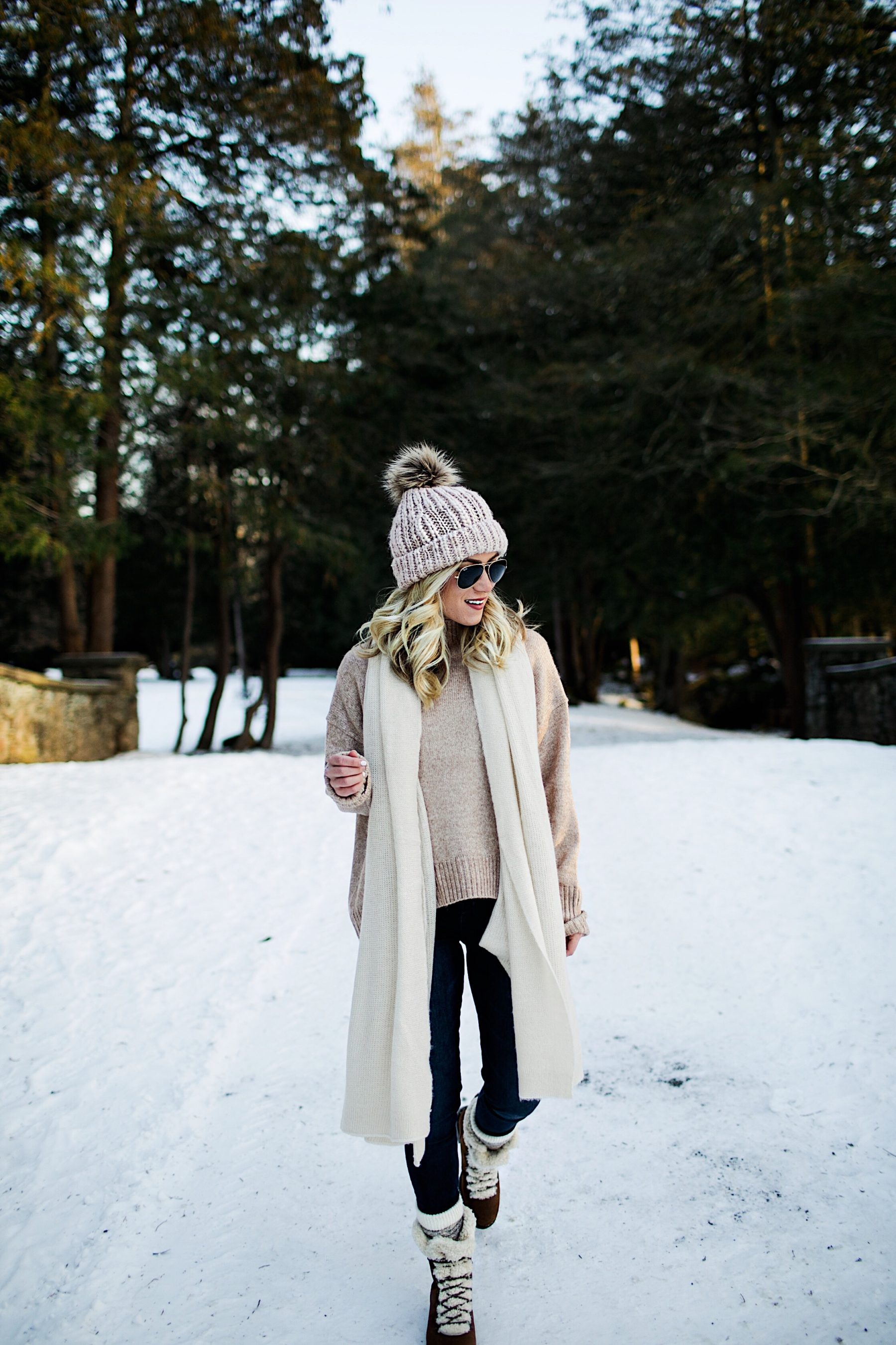 winter winter outfit neutral sweater snow